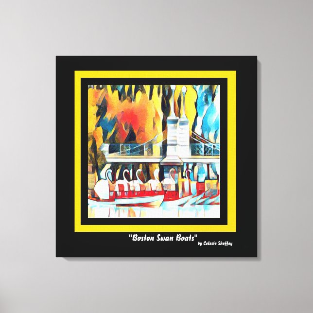 Impressão Em Tela Art Deco Boston Swan Boats (Frente)