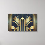 Impressão Em Tela Art Deco Dourado<br><div class="desc">Uma Tela De Deco De Arte Imprime A Azul E Dourado</div>