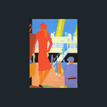 Impressão Em Tela Art Deco Embarque - L<br><div class="desc">Vintage art deco ocean liner poster mostrando o embarque de um navio ao lado do cais.</div>