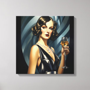 Impressão Em Tela Art Deco Glam: Mulher Prateada