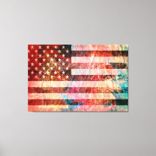 Impressão Em Tela Art Grunge American Flag #5
