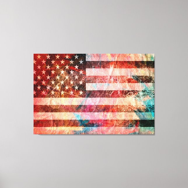 Impressão Em Tela Art Grunge American Flag #5 (Frente)