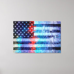 Impressão Em Tela Art Grunge American Flag #6