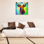 Impressão Em Tela Art Mural En Acrylique cerf majestueux - Orud sta<br><div class="desc">Une tête de cerf majestueux avec de grands bois dans un style de peinture moderne . Um palco orgulhoso e majestueux viaja sobre um fundo colorido no estilo da pintura moderna.</div>