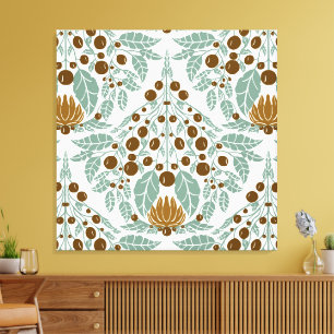Impressão Em Tela Art Nouveau Cacau & Mint-Vintage Floral Scallop