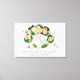 Impressão Em Tela Art Nouveau Daisies Wreath Monograma para Personal