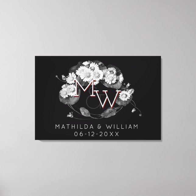 Impressão Em Tela Art Nouveau Daisies Wreath Monograma para Personal (Frente)