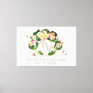 Impressão Em Tela Art Nouveau Daisies Wreath Monograma para Personal