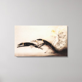 Impressão Em Tela Art Nouveau Mulher Greyhounds Louis Icart