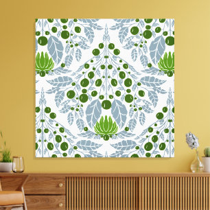 Impressão Em Tela Art Nouveau Slate & Green-Vintage Floral Scallop