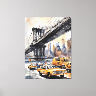 Impressão Em Tela Arte a aquarela de Nova Iorque