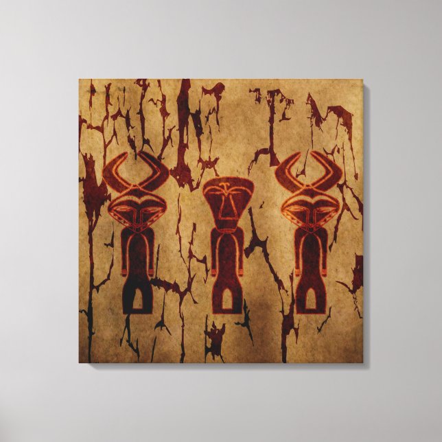 Impressão Em Tela Arte abstrata africana tribal desenho primitivo (Frente)