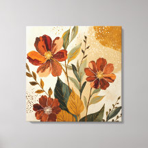 Arte Abstrata Botânica Boho Moderna na Parede
