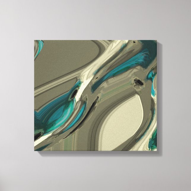 Impressão Em Tela Arte abstrata cinza e azul (Frente)