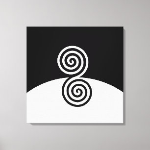 Impressão Em Tela Arte abstrata com círculos espirais em preto e bra