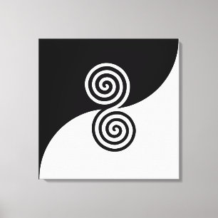 Impressão Em Tela Arte abstrata com círculos espirais em preto e bra