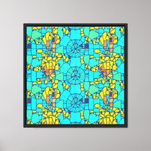 Impressão Em Tela Arte Abstrata de Azulejos Geométricos de Alto Cont