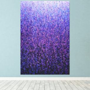 Impressão Em Tela Arte Abstrata de Campo de Lavanda Violeta Roxa na
