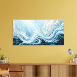 Impressão Em Tela Arte Abstrata de Conservação Oceânica, Polar ao Co