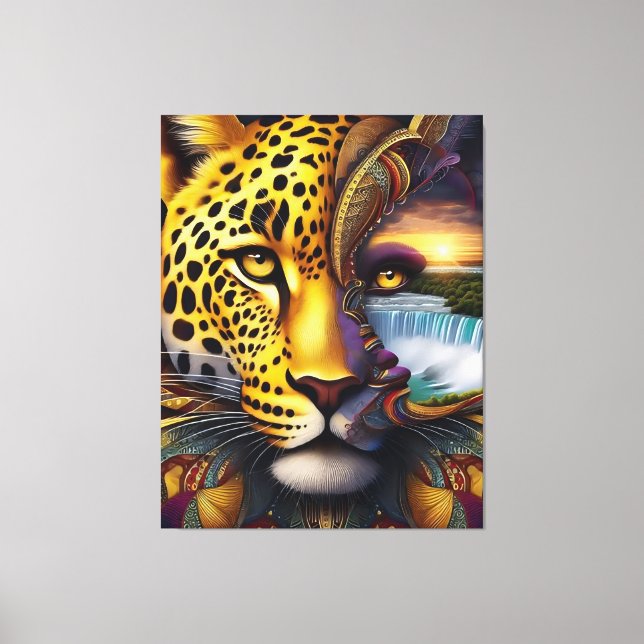 Impressão Em Tela Arte abstrata de leopardo (Frente)