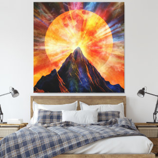 Impressão Em Tela Arte abstrata de luar de montanha