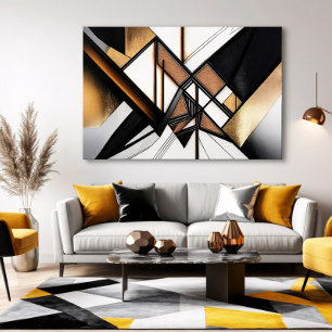 Impressão Em Tela Arte Abstrata de Luxo em Madeira e Ouro Acrílico