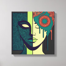 Arte Abstrata de Mandala com Rosto Dividido