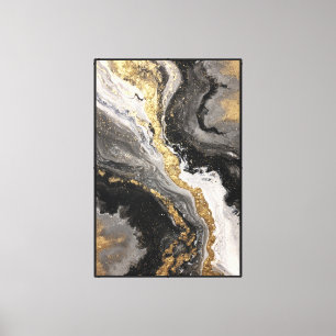 Impressão Em Tela Arte abstrata de parede com fluxo preto, branco e