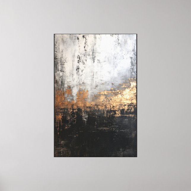 Impressão Em Tela Arte abstrata de parede com gradiente cinza, preto (Frente)