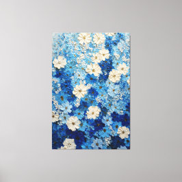 Impressão Em Tela Arte Abstrata de Parede com Gradiente Floral Azul 