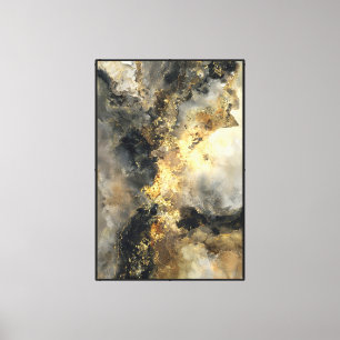 Impressão Em Tela Arte abstrata de parede em mármore cósmico preto e