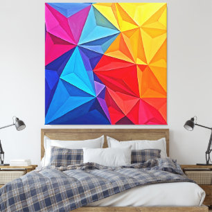 Impressão Em Tela Arte Abstrata de Prisma Geométrico Ousado