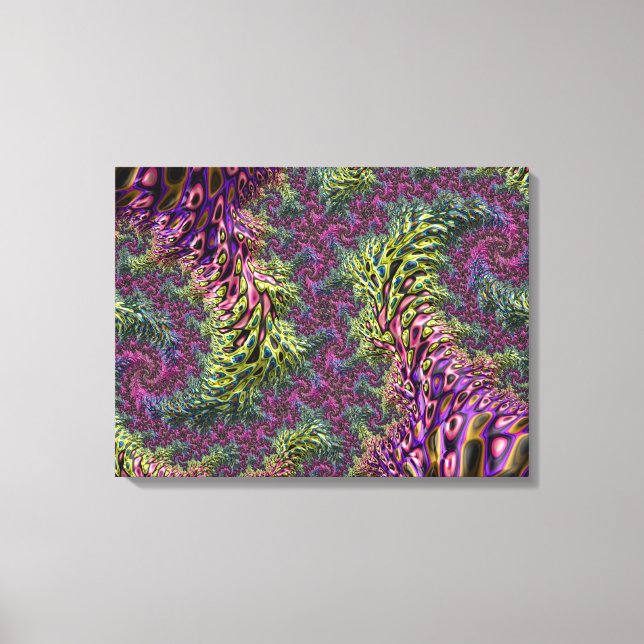Impressão Em Tela Arte abstrata digital fractal funky groovy psicodé (Frente)