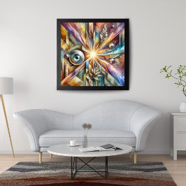 Impressão Em Tela Arte Abstrata do Olho Geométrico Radiância Cósmica
