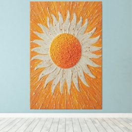 Impressão Em Tela Arte abstrata do Sol Radiante com Raios de Chama B
