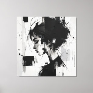 Impressão Em Tela Arte abstrata em preto e branco 