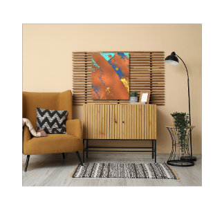Impressão Em Tela Arte abstrata em tela azul cobre dourado