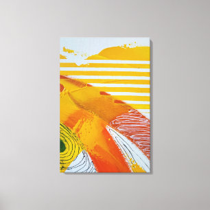 Impressão Em Tela Arte Abstrata em Tela Vibrante - Amarelo e Laranja