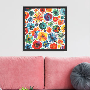 Impressão Em Tela Arte Abstrata Floral Caprichosa