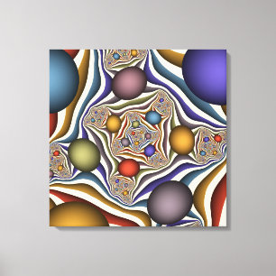 Impressão Em Tela Arte abstrata fractal moderna colorida voadora