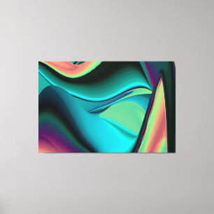 Impressão Em Tela Arte Abstrata Futurista em 3D Metálico Arco-íris