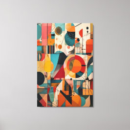 Impressão Em Tela Arte Abstrata Geométrica Bauhaus Moderna em Verde