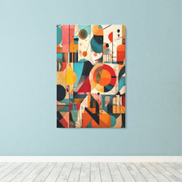 Impressão Em Tela Arte Abstrata Geométrica Bauhaus Moderna em Verde 