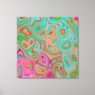 Impressão Em Tela Arte abstrata groovy retrô alucinante laranja e aq