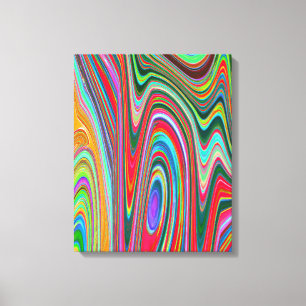 Impressão Em Tela Arte Abstrata Groovy Vermelha, Verde e Azul Trippy
