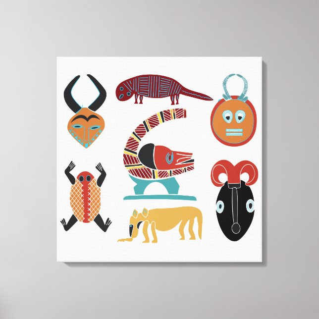 Impressão Em Tela Arte abstrata moderna da face tribal africana (Frente)