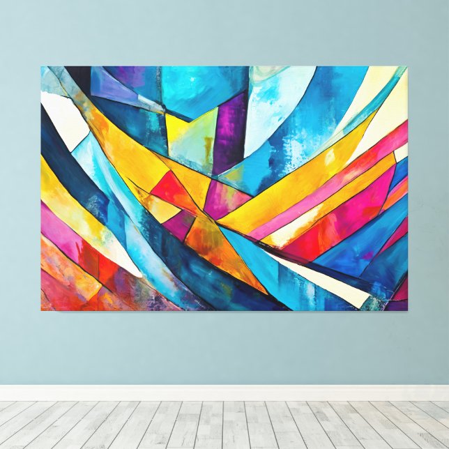 Impressão Em Tela Arte abstrata multicolorida pintada (Insitu(piso de madeira))