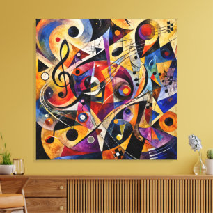 Impressão Em Tela Arte Abstrata Musical Estilo Kandinsky
