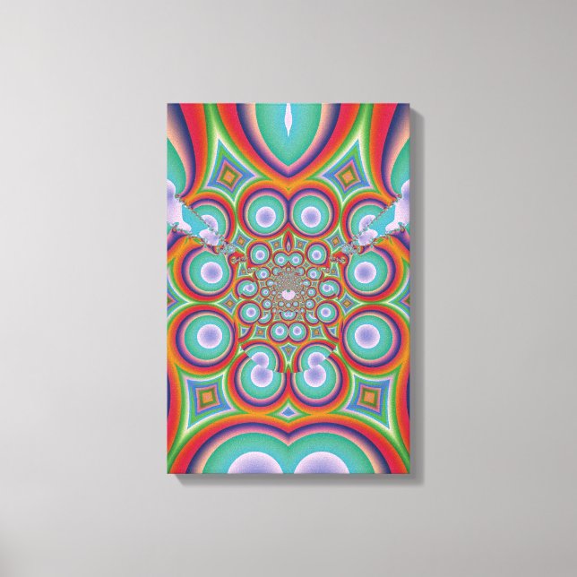 Impressão Em Tela Arte Abstrata Óptica Psicodélica Arco-Íris (Frente)
