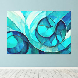 Impressão Em Tela Arte abstrata pintada em Azul 